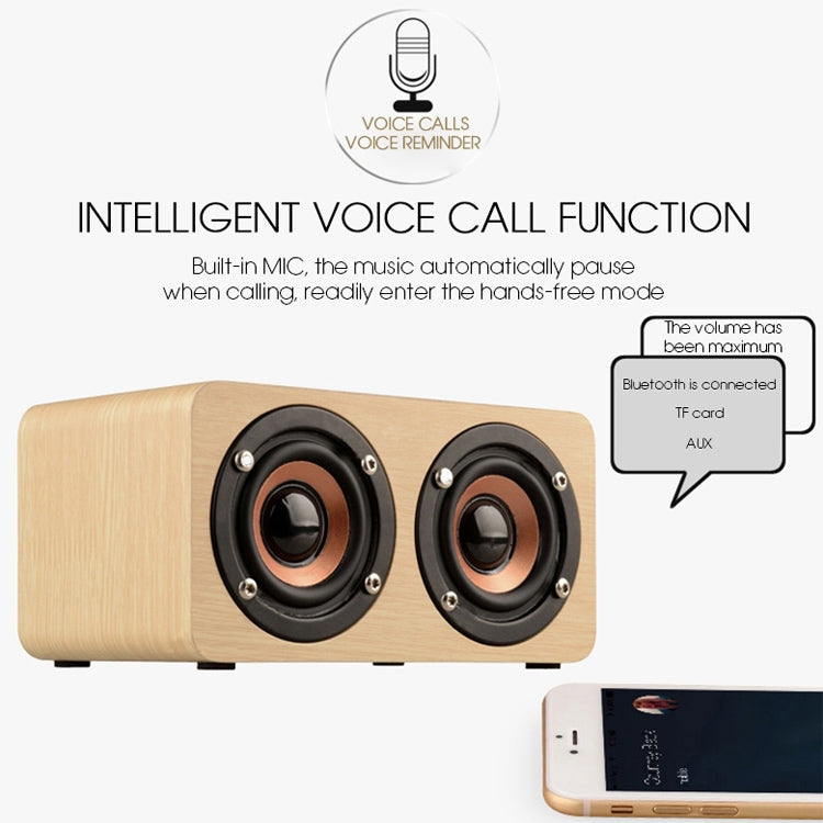 W5 Portable HiFi Shock Bass Wooden Bluetooth Speaker(Yellow) - Mini Speaker by PMC Jewellery | Online Shopping South Africa | PMC Jewellery