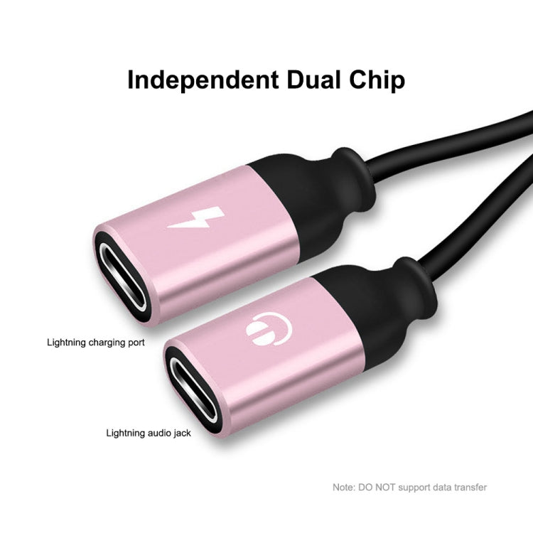 ENKAY ENK-AT104 8 Pin to Dual 8 Pin Charging Listen to Songs Aluminum Alloy Adapter Conversion Cable(Rose Gold) - Earphone Adapter by ENKAY | Online Shopping South Africa | PMC Jewellery