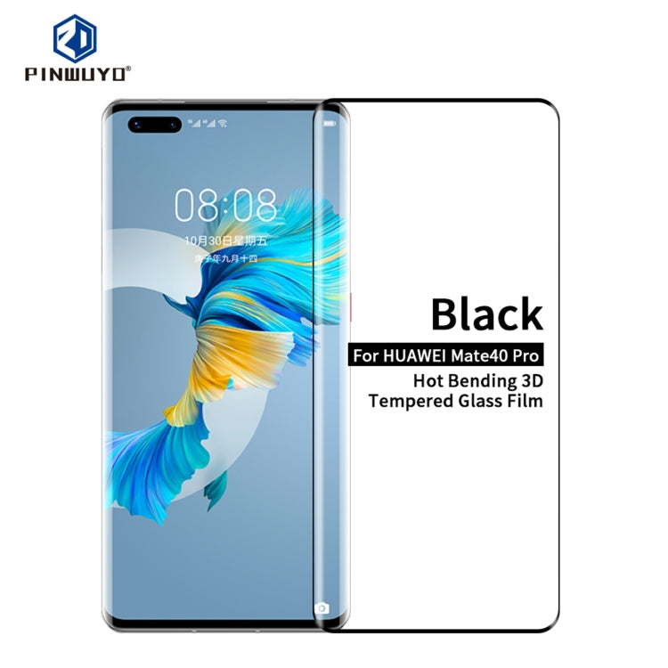 For Huawei Mate40 Pro PINWUYO 9H 3D Hot Bending Tempered Glass Film(Black) - Huawei Tempered Glass by PINWUYO | Online Shopping South Africa | PMC Jewellery | Buy Now Pay Later Mobicred