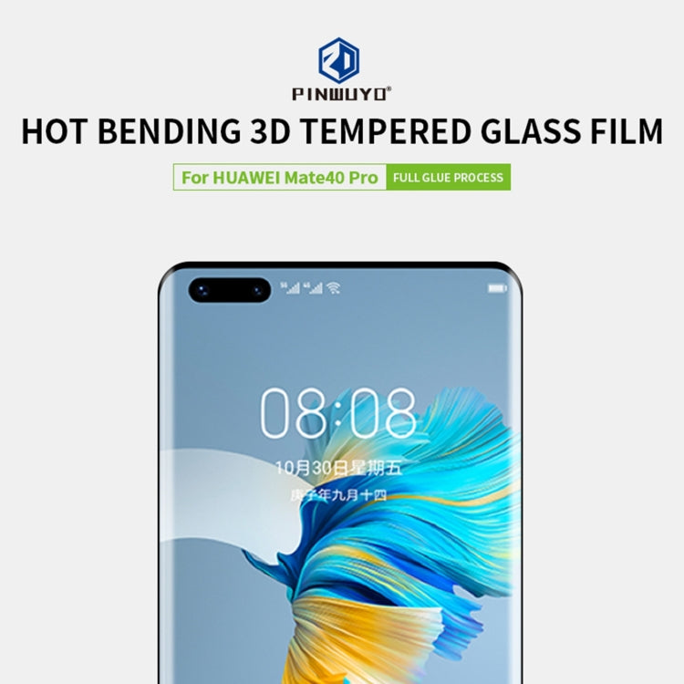 For Huawei Mate40 Pro PINWUYO 9H 3D Hot Bending Tempered Glass Film(Black) - Huawei Tempered Glass by PINWUYO | Online Shopping South Africa | PMC Jewellery | Buy Now Pay Later Mobicred