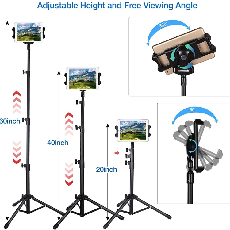 Floor Tablet Tripod Stand Adjustable For 4.7-12.9 inch iPad Carrying Holder - Lazy Bracket by PMC TechLife | Online Shopping South Africa | PMC TechLife
