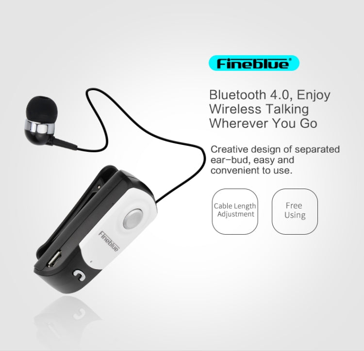 Fineblue F960 CSR4.1 Retractable Cable Caller Vibration Reminder Anti-theft Bluetooth Headset - Bluetooth Earphone by Fineblue | Online Shopping South Africa | PMC Jewellery