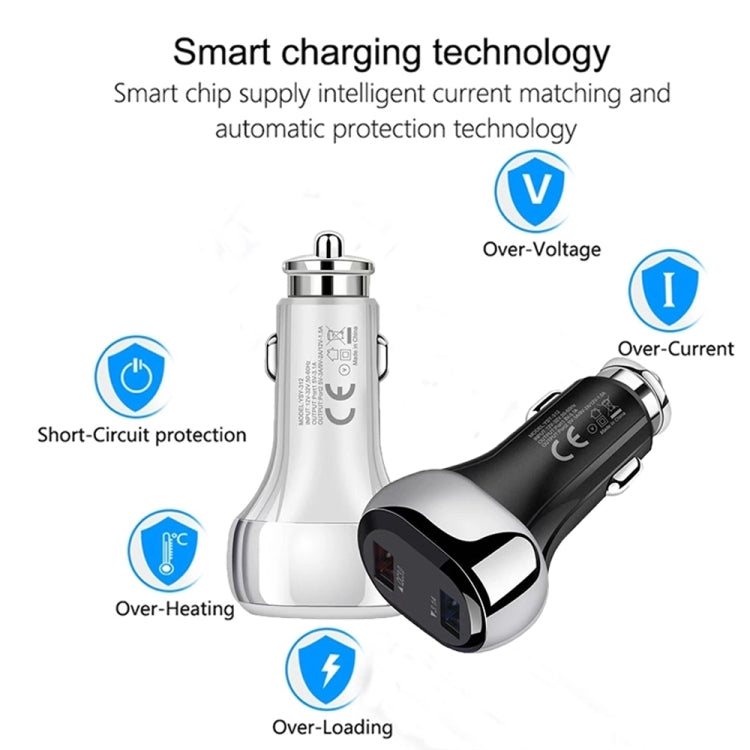 YSY-312 18W Portable QC3.0 Dual USB Mobile Phones and Tablet PCs Universal Car Charger(White) - Car Charger by PMC Jewellery | Online Shopping South Africa | PMC Jewellery