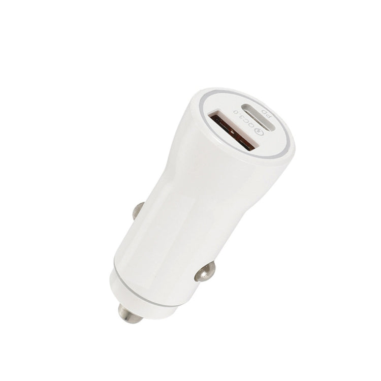 P21 Portable PD 20W + QC 3.0 18W Dual Ports Fast Car Charger(White) - Car Charger by PMC Jewellery | Online Shopping South Africa | PMC Jewellery