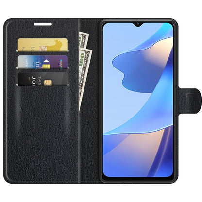 For OPPO A16 Litchi Texture Horizontal Flip Protective Case with Holder & Card Slots & Wallet(Black) - OPPO Cases by PMC Jewellery | Online Shopping South Africa | PMC Jewellery