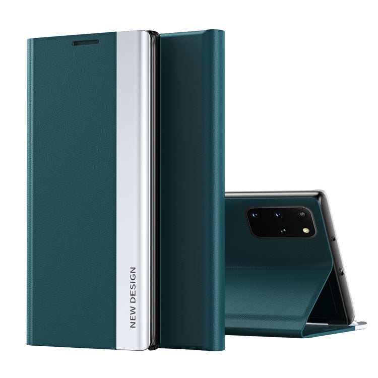 For Samsung Galaxy A71 5G Side Electroplated Magnetic Ultra-Thin Horizontal Flip Leather Case with Holder(Green) - free shipping - PMC TechLife - Order now!