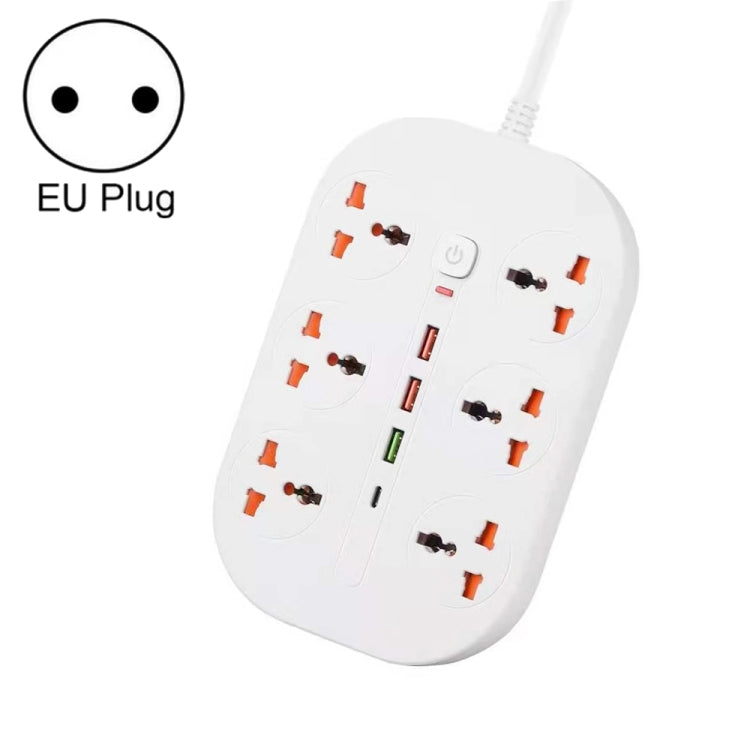 T21 PD3.0 + QC3.0 Multi Hole Row Plug 3000W High Power Socket, EU Plug(White) - Extension Socket by PMC Jewellery | Online Shopping South Africa | PMC Jewellery