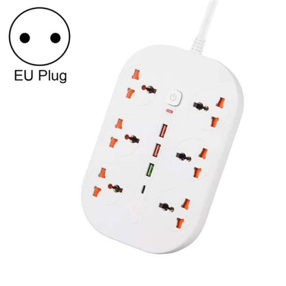 T21 PD3.0 + QC3.0 Multi Hole Row Plug 3000W High Power Socket, EU Plug(White) - Extension Socket by PMC Jewellery | Online Shopping South Africa | PMC Jewellery