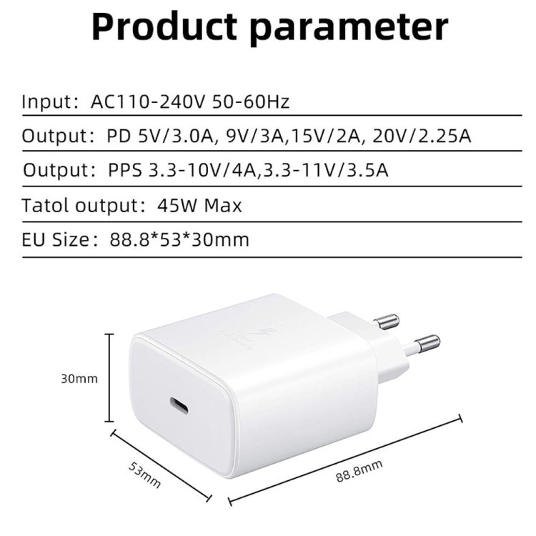M135 45W USB-C / Type-C Port Fast Charger, EU Plug(Black) - USB Charger by PMC TechLife | Online Shopping South Africa | PMC TechLife
