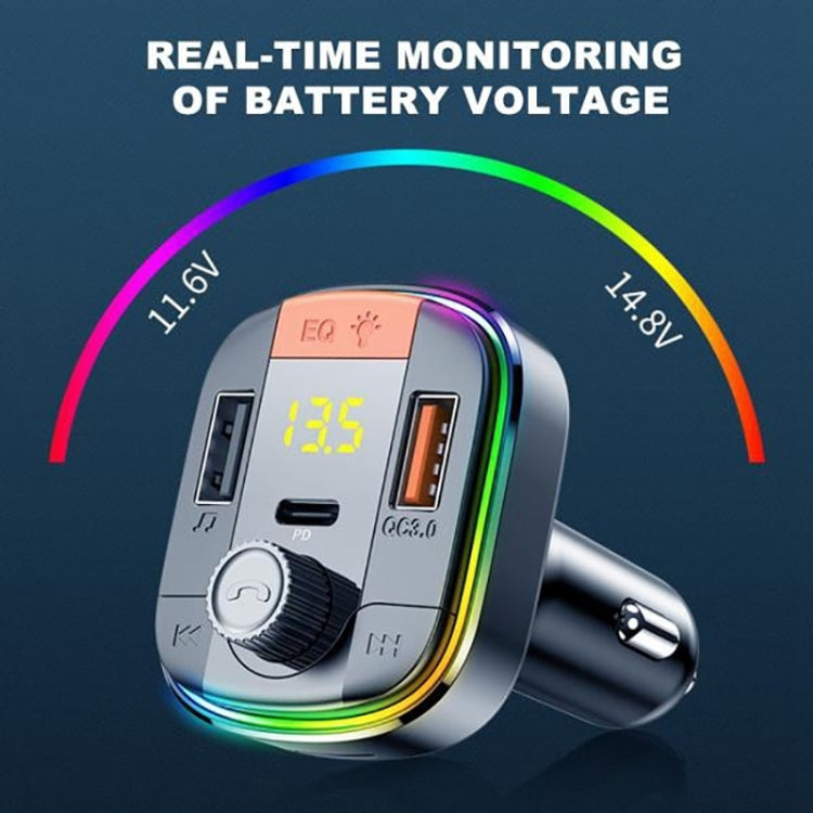 T832 Car Bluetooth FM Transmitter Colorful Light MP3 Player Powerful Quick Charger QC3.0 - Bluetooth Car Kits by PMC TechLife | Online Shopping South Africa | PMC TechLife