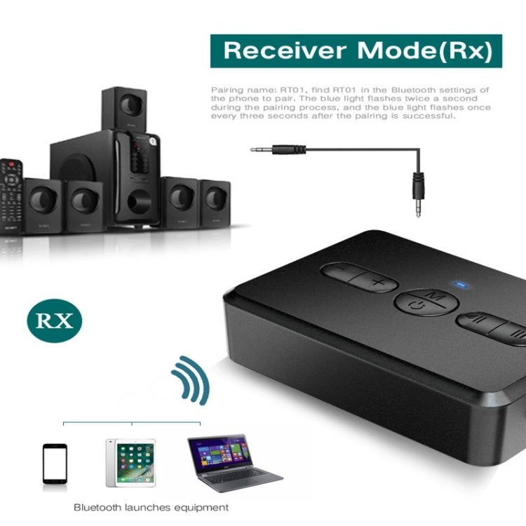 RT01 2-in-1 Bluetooth Receiver & Transmitter Car Hands-free - Audio Receiver Transmitter by PMC TechLife | Online Shopping South Africa | PMC TechLife