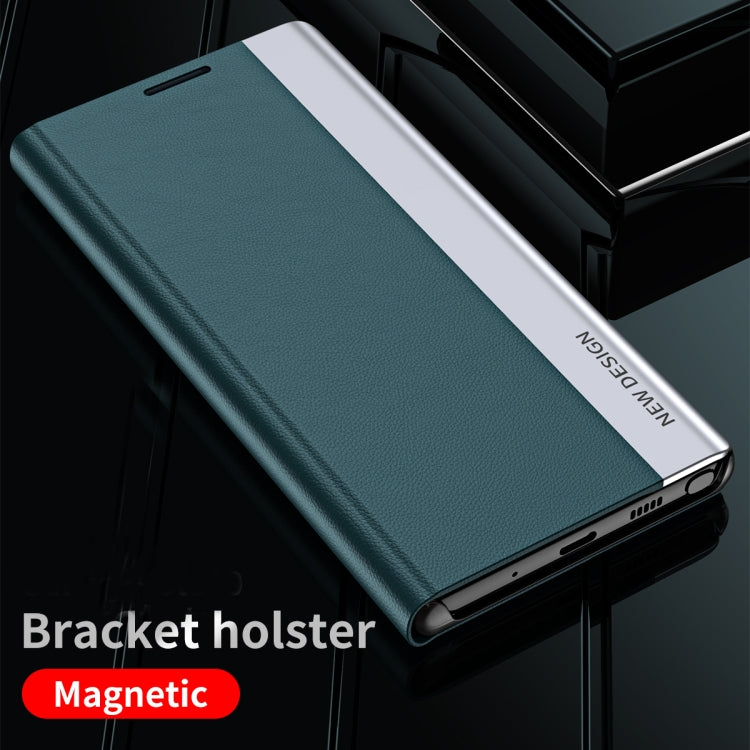 For Samsung Galaxy A73 5G Side Electroplated Magnetic Flip Leather Case with Holder(Black) - free shipping - PMC TechLife - Order now!