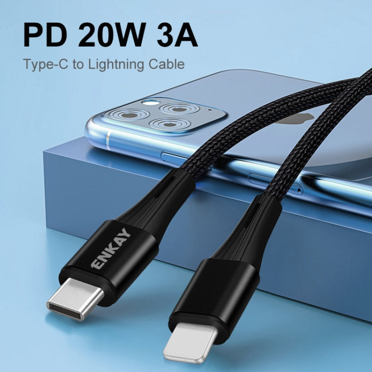 ENKAY PD 20W 3A USB-C / Type-C to 8 Pin Fast Charging Nylon Braided Data Cable, Length:2m(Green) - Normal Style Cable by ENKAY | Online Shopping South Africa | PMC Jewellery