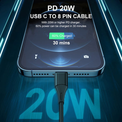 ENKAY PD 20W 3A USB-C / Type-C to 8 Pin Fast Charging Nylon Braided Data Cable, Length:2m(Green) - Normal Style Cable by ENKAY | Online Shopping South Africa | PMC Jewellery