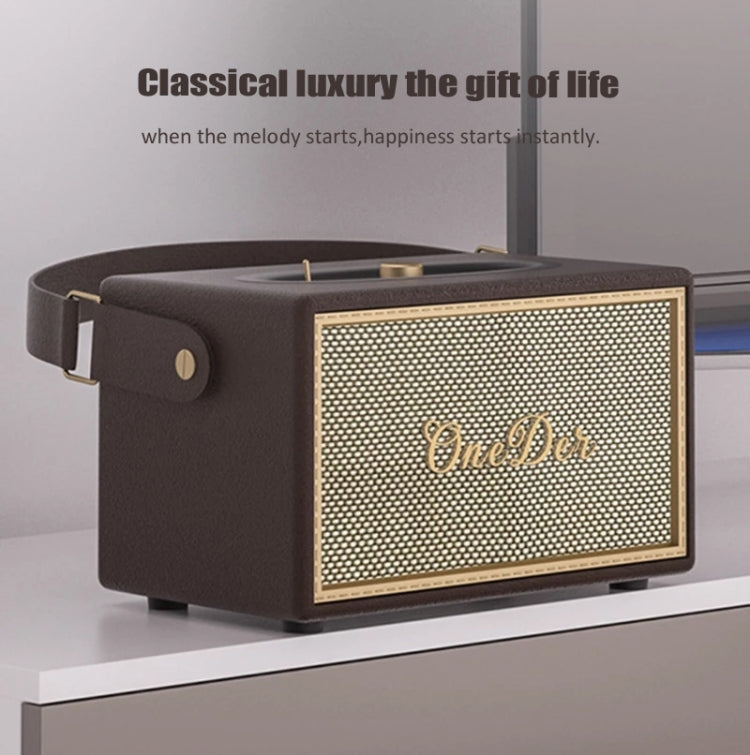 Oneder D6 40W Retro Classic Wooden Portable Outdoor Bluetooth Speaker(Brown) - Desktop Speaker by OneDer | Online Shopping South Africa | PMC Jewellery