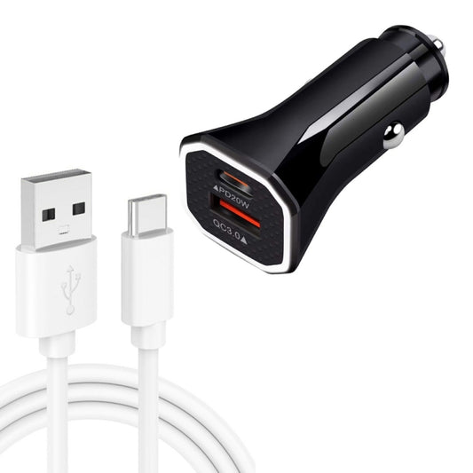 TE-P22 38W PD USB-C / Type-C + QC3. 0 USB Car Charger with 1m USB to USB-C / Type-C Data Cable(Black) - Car Charger by PMC Jewellery | Online Shopping South Africa | PMC Jewellery