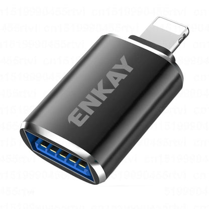 ENKAY ENK-AT110 8 Pin Male to USB 3.0 Female Aluminium Alloy OTG Adapter(Black) - Converter & Adapter by ENKAY | Online Shopping South Africa | PMC Jewellery