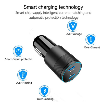 Dual PD 3.0 40W USB-C / Type-C Car Charger with 1m USB-C / Type-C to 8 Pin Data Cable(Black) - Car Charger by PMC Jewellery | Online Shopping South Africa | PMC Jewellery