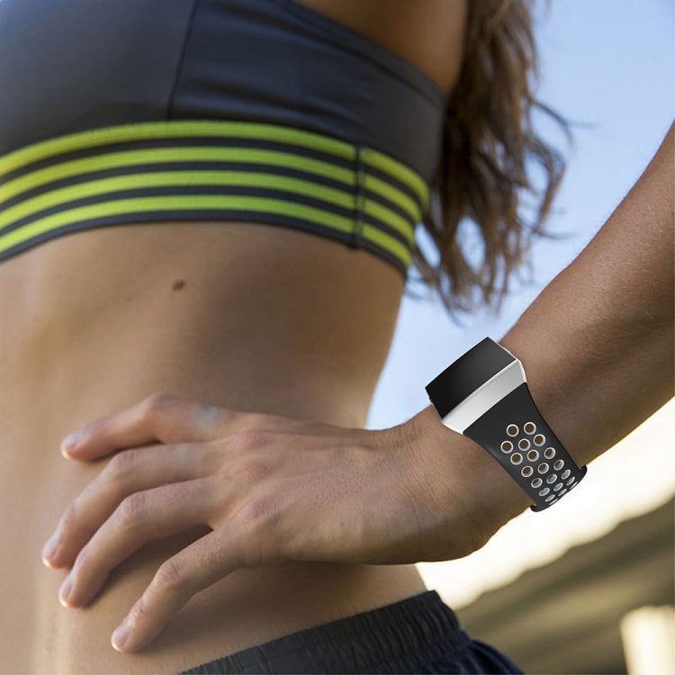 For Fitbit Ionic Breathable Two-tone Silicone Watch Band(Black White) - Watch Bands by PMC TechLife | Online Shopping South Africa | PMC TechLife | Buy Now Pay Later Mobicred