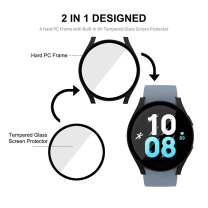 For Samsung Galaxy Watch5 40mm ENKAY Hat-Prince Full Coverage PC Frame + 9H Tempered Glass Case(Deep Green) - Watch Cases by ENKAY | Online Shopping South Africa | PMC Jewellery | Buy Now Pay Later Mobicred