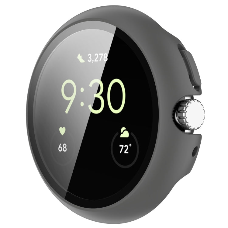 For Google Pixel Watch Tempered Glass Film PC Watch Case(Gray) - Watch Cases by PMC TechLife | Online Shopping South Africa | PMC TechLife | Buy Now Pay Later Mobicred