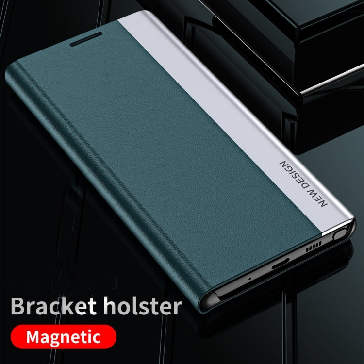 For Samsung Galaxy S23 Ultra 5G Side Electroplated Adsorption Leather Phone Case(Green) - Galaxy S23 Ultra 5G Cases by PMC TechLife | Online Shopping South Africa | PMC TechLife