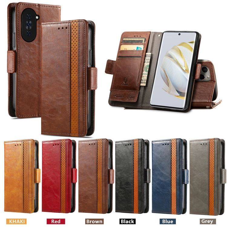 For Huawei  Nova 10 CaseNeoSplicing Dual Magnetic Buckle Leather Phone Case(Khaki) - free shipping - PMC TechLife - Order now!