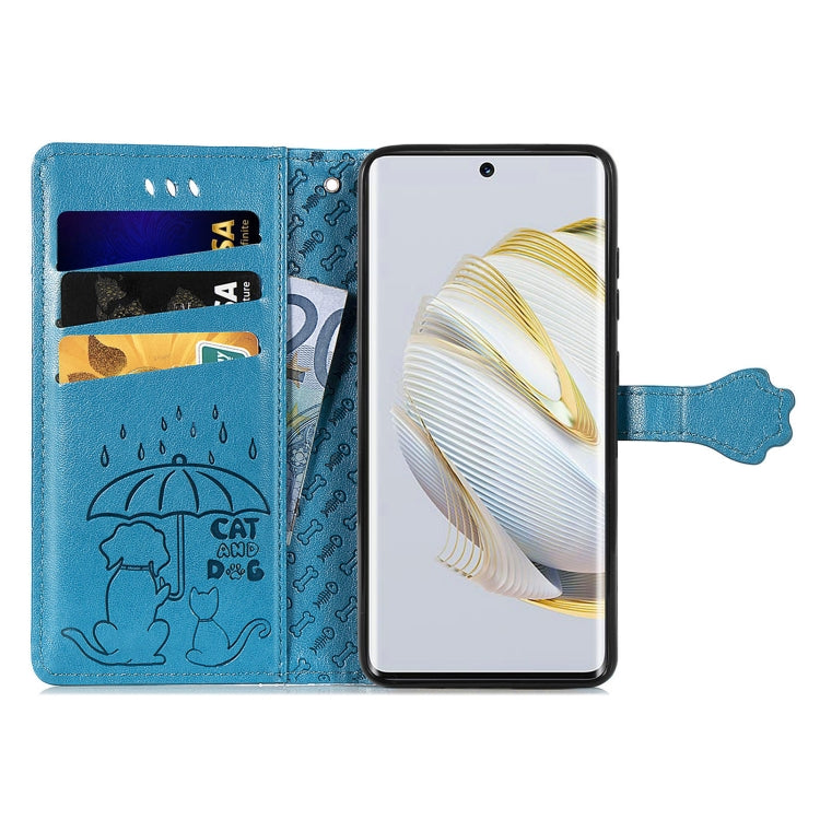 For Huawei Nova 10 Cat and Dog Embossed Leather Phone Case(Blue) - Huawei Cases by PMC Jewellery | Online Shopping South Africa | PMC Jewellery