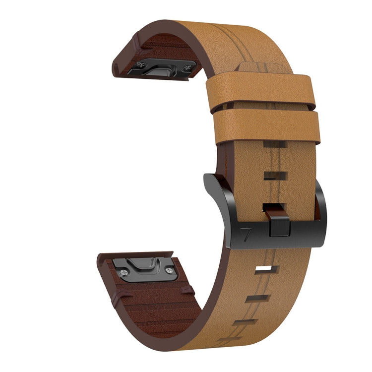For Garmin Enduro 2 26mm Leather Steel Buckle Watch Band (Light Brown) - Smart Wear by PMC Jewellery | Online Shopping South Africa | PMC Jewellery