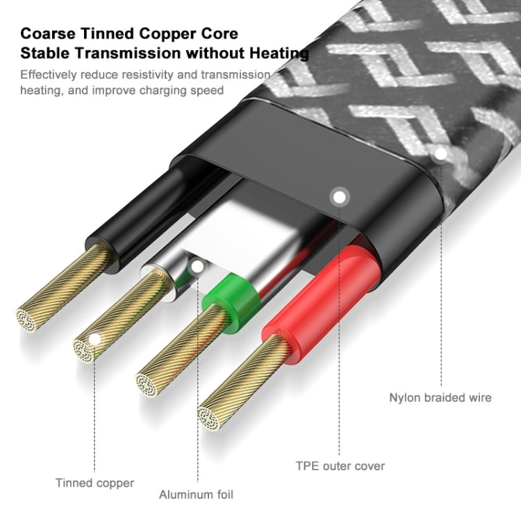 ENKAY Hat-Prince 30W USB C / Type-C to 8 Pin 3A Fast Charging Data Weave Cable, Length:2m - free shipping - PMC TechLife - Order now!