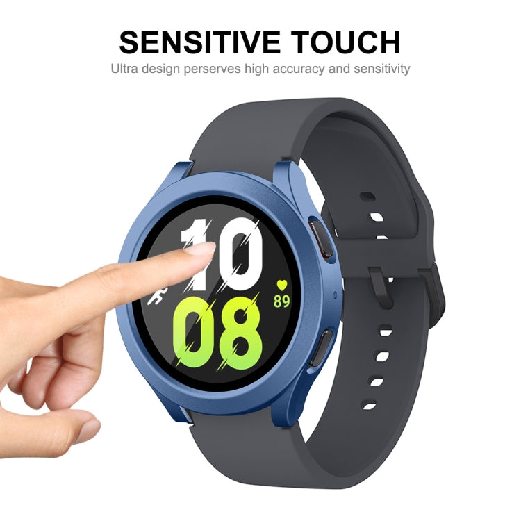 For Samsung Galaxy Watch4/5 44mm ENKAY Hat-Prince Waterproof Full Coverage PC Frame + 9H Tempered Glass Case(Grey Blue) - Watch Cases by ENKAY | Online Shopping South Africa | PMC Jewellery | Buy Now Pay Later Mobicred