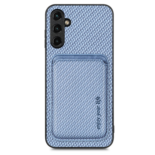 For Samsung Galaxy A14 5G Carbon Fiber Leather Card Magsafe Magnetic Phone Case(Blue) - Galaxy Phone Cases by PMC Jewellery | Online Shopping South Africa | PMC Jewellery