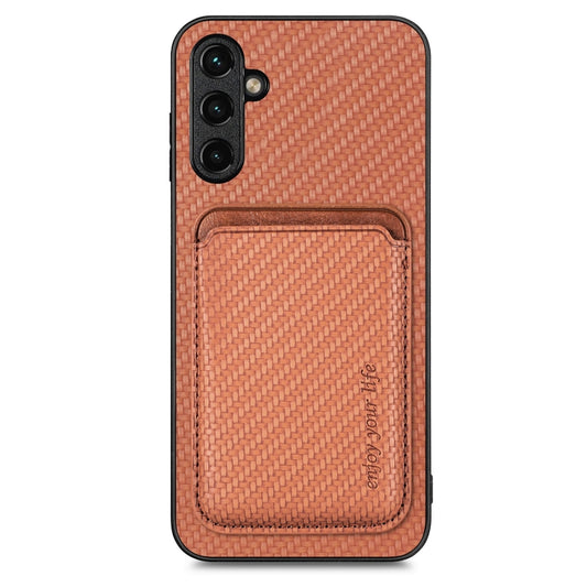 For Samsung Galaxy A54 5G Carbon Fiber Leather Card Magsafe Magnetic Phone Case(Brown) - Galaxy Phone Cases by PMC Jewellery | Online Shopping South Africa | PMC Jewellery