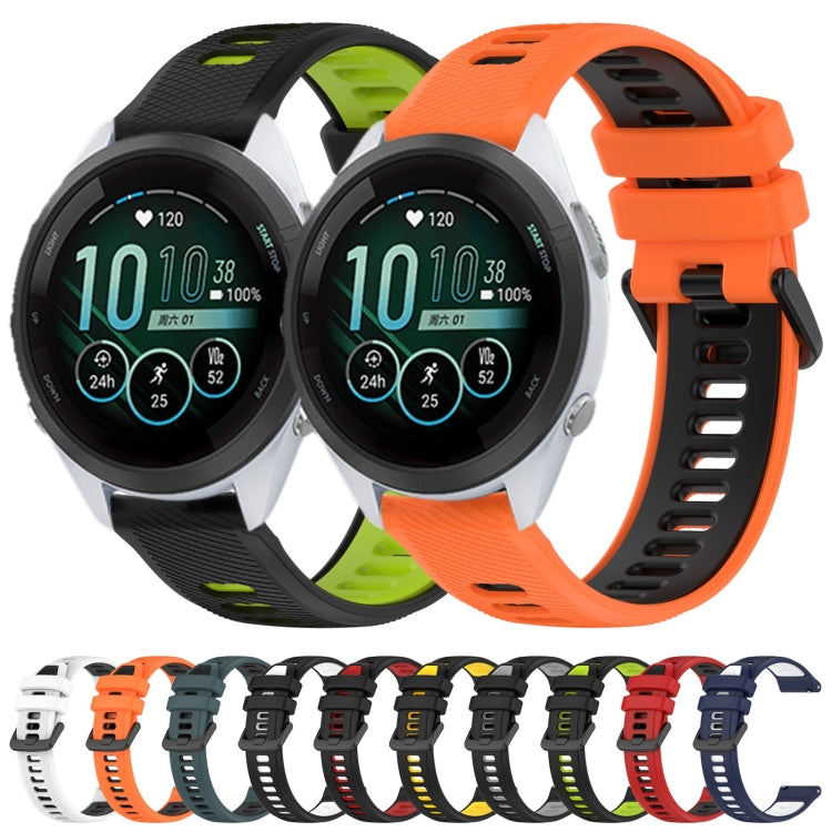 For Garmin Forerunner 265S 18mm Sports Two-Color Silicone Watch Band(Black+Grey) - Smart Wear by PMC Jewellery | Online Shopping South Africa | PMC Jewellery