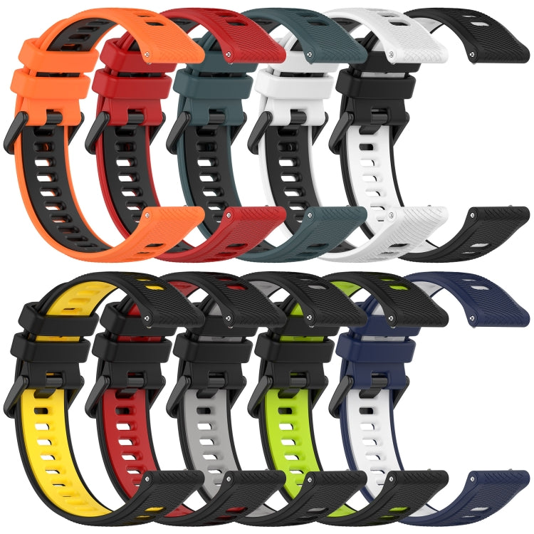 For Garmin Forerunner 255S 18mm Sports Two-Color Silicone Watch Band(Black+Grey) - Smart Wear by PMC Jewellery | Online Shopping South Africa | PMC Jewellery