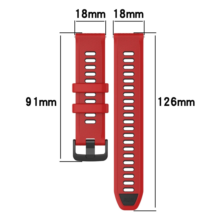 For Garmin Active S 18mm Sports Two-Color Silicone Watch Band(Red+Black) - Smart Wear by PMC Jewellery | Online Shopping South Africa | PMC Jewellery