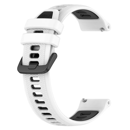 For Garmin Forerunner 255S 18mm Sports Two-Color Silicone Watch Band(White+Black) - Smart Wear by PMC Jewellery | Online Shopping South Africa | PMC Jewellery