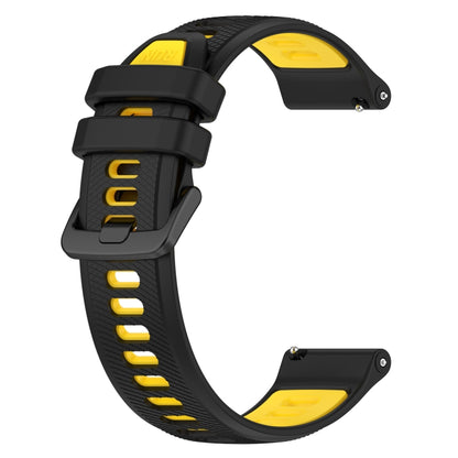 For Garmin Vivoactive 4S 18mm Sports Two-Color Silicone Watch Band(Black+Yellow) - Smart Wear by PMC Jewellery | Online Shopping South Africa | PMC Jewellery