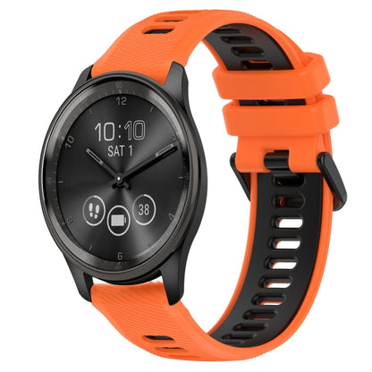 For Garmin Vivomove Trend 20mm Sports Two-Color Silicone Watch Band(Orange+Black) - Smart Wear by PMC Jewellery | Online Shopping South Africa | PMC Jewellery