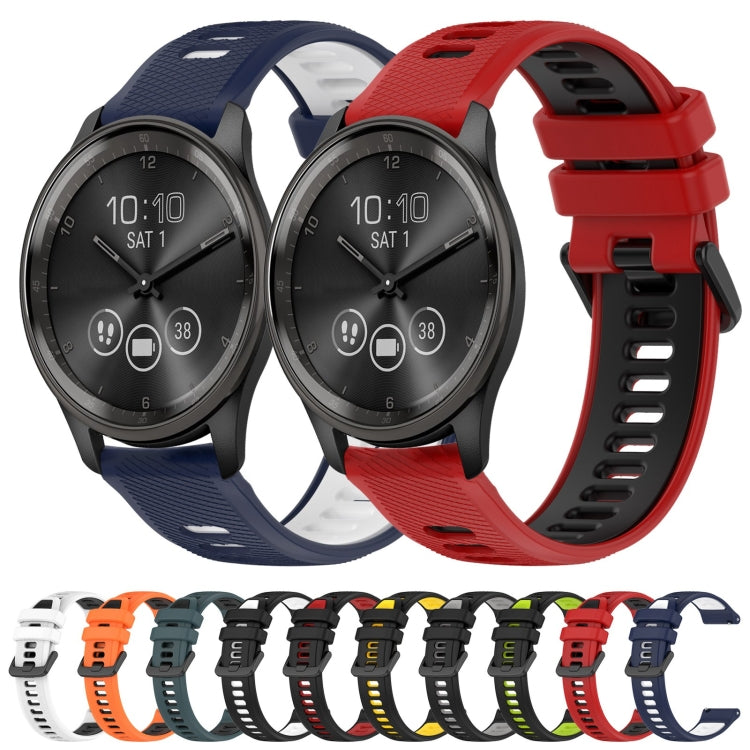 For Garmin Venu 2 Plus 20mm Sports Two-Color Silicone Watch Band(Black+Grey) - Smart Wear by PMC Jewellery | Online Shopping South Africa | PMC Jewellery