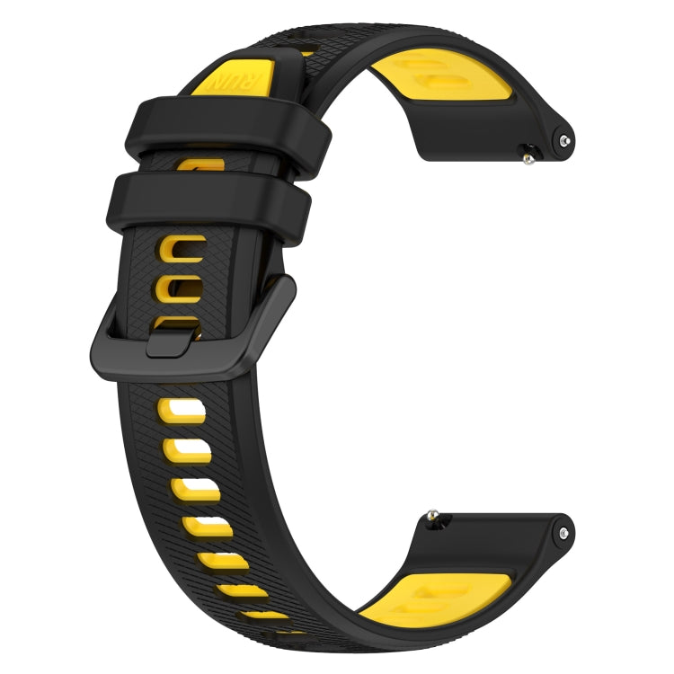 For Garmin Vivomove Sport 20mm Sports Two-Color Silicone Watch Band(Black+Yellow) - Smart Wear by PMC Jewellery | Online Shopping South Africa | PMC Jewellery
