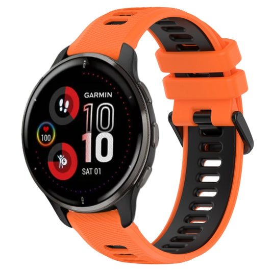 For Garmin Venu 2 Plus 20mm Sports Two-Color Silicone Watch Band(Orange+Black) -  by PMC Jewellery | Online Shopping South Africa | PMC Jewellery