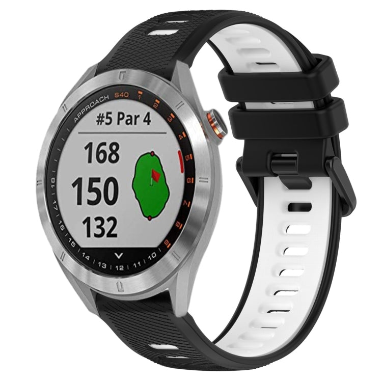 For Garmin Approach S40 20mm Sports Two-Color Silicone Watch Band(Black+White) - Smart Wear by PMC Jewellery | Online Shopping South Africa | PMC Jewellery