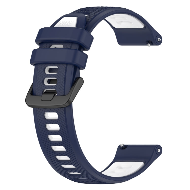 For Garmin Forerunner 245 20mm Sports Two-Color Silicone Watch Band(Midnight Blue+White) - Smart Wear by PMC Jewellery | Online Shopping South Africa | PMC Jewellery