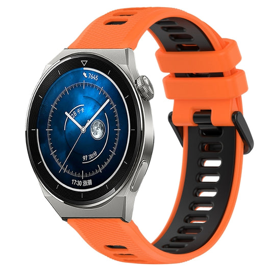 For Huawei Watch GT3 Pro 43mm 20mm Sports Two-Color Silicone Watch Band(Orange+Black) - Smart Wear by PMC Jewellery | Online Shopping South Africa | PMC Jewellery