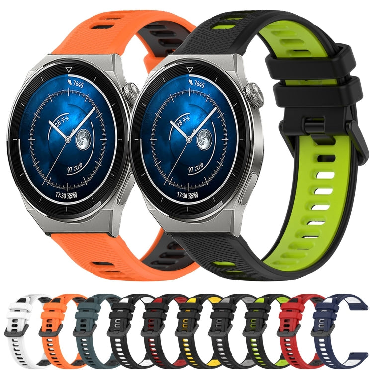 For Huawei Watch 2 20mm Sports Two-Color Silicone Watch Band(Midnight Blue+White) - Smart Wear by PMC Jewellery | Online Shopping South Africa | PMC Jewellery