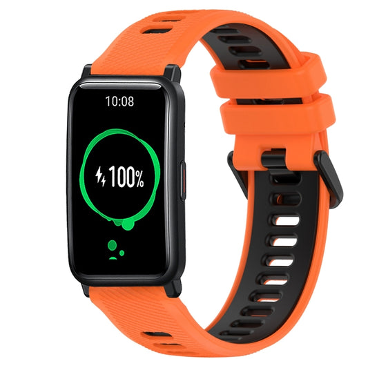 For Honor Watch ES 20mm Sports Two-Color Silicone Watch Band(Orange+Black) - Smart Wear by PMC Jewellery | Online Shopping South Africa | PMC Jewellery
