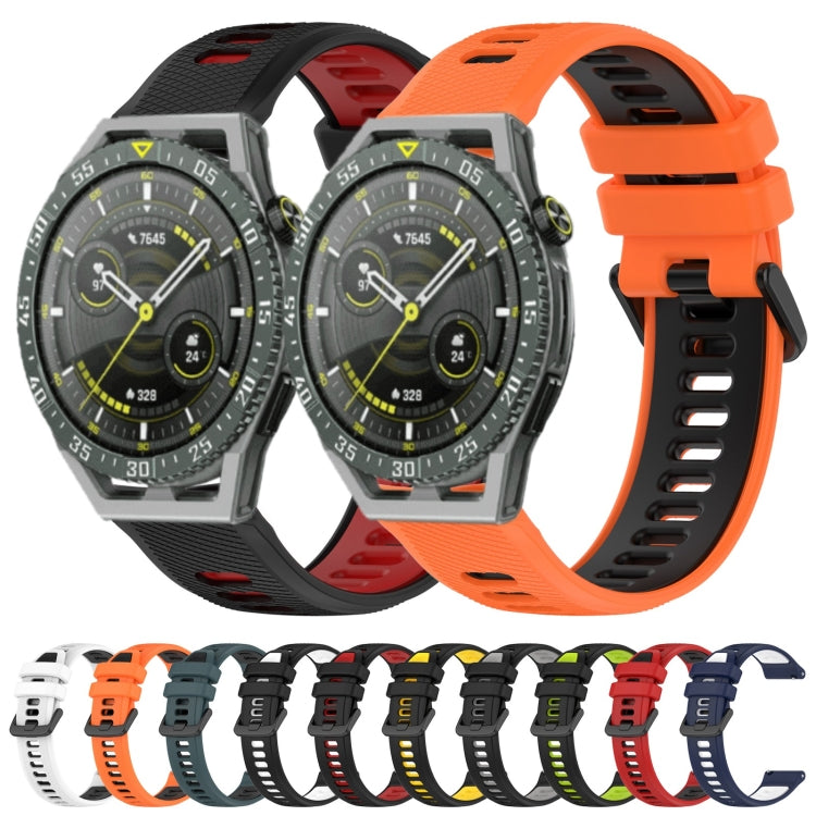 For Honor Magic Watch 2 46mm 22mm Sports Two-Color Silicone Watch Band(Black+Yellow) - Smart Wear by PMC Jewellery | Online Shopping South Africa | PMC Jewellery