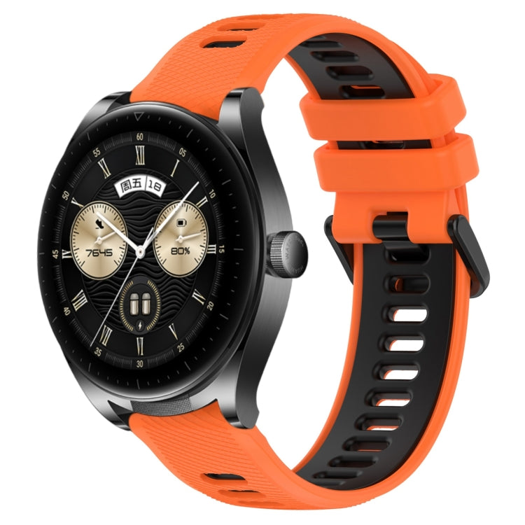For Huawei Watch Buds 22mm Sports Two-Color Silicone Watch Band(Orange+Black) - Smart Wear by PMC Jewellery | Online Shopping South Africa | PMC Jewellery