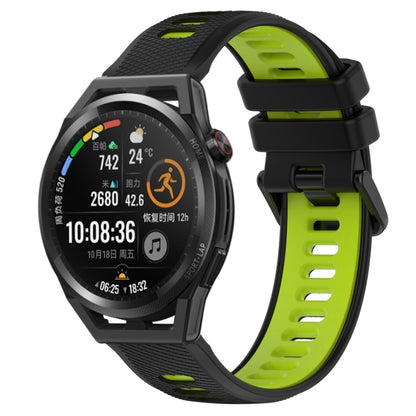 For Huawei Watch GT Runner 22mm Sports Two-Color Silicone Watch Band(Black+Green) - Smart Wear by PMC Jewellery | Online Shopping South Africa | PMC Jewellery